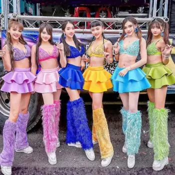 Женский меховой топ и юбка, 6 цветов, сексуальная одежда для танца на шесте, одежда для ночного клуба, диджея, певицы, ГОГО, танцевальные костюмы, Rave наряд XS5937