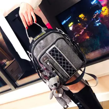 Женский модный кожаный милый дорожный школьный рюкзак со стразами, Женская Повседневная блестящая сумка на молнии, повседневный рюкзак-трансформер, 2024