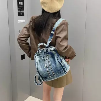 Женский модный рюкзак из денима в стиле ретро, студенческий рюкзак из денима в стиле дикой природы, потертый Джинсовый Рюкзак в стиле ретро, 2024