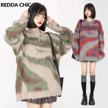 Женский мохеровый свитер в полоску, с длинным рукавом