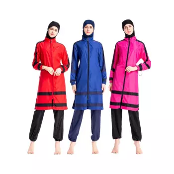 Женский Мусульманский Стиль, свободный купальник на молнии, водонепроницаемый костюм с хиджабом, пляжная одежда, исламский купальный костюм, размера плюс Burkini