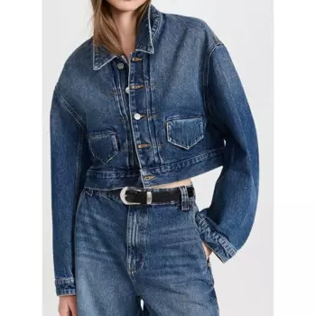 Женский Новый винтажный темно-синий короткий костюм Kh @ * куртка с длинным рукавом джинсовая куртка пригородная уличная одежда