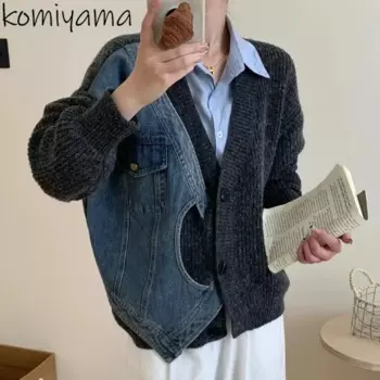 Женский однобортный Кардиган с V-образным вырезом и длинным рукавом