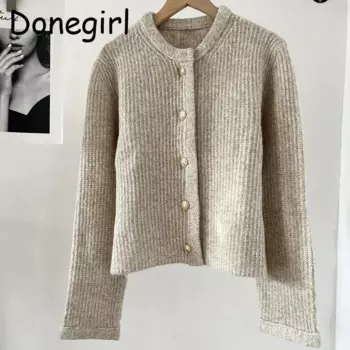 Женский однобортный вязаный свитер Donegirl, простой Повседневный Кардиган на осень и зиму, 2024