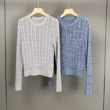 Женский однотонный элегантный трикотажный пуловер с длинным рукавом и круглым вырезом