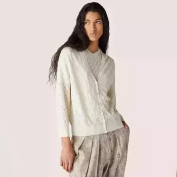 Женский однотонный кардиган с V-образным вырезом и длинным рукавом