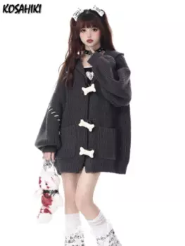 Женский Однотонный свитер в стиле оверсайз, с карманами