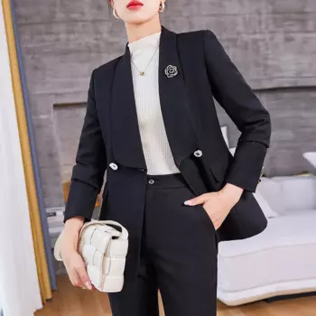 Женский офисный костюм, бежевый пиджак высокого качества, деловая одежда для весны и осени, официальный костюм богини, рабочая одежда