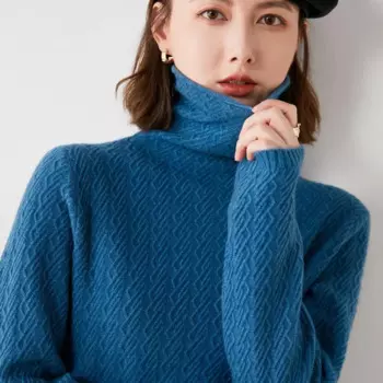Женский осенне-зимний жаккардовый свитер, вязаный кашемировый базовый Повседневный пуловер, женский джемпер с высоким воротником, Джерси для женщин