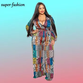 Женский Осенний комбинезон с длинным рукавом и змеиным принтом