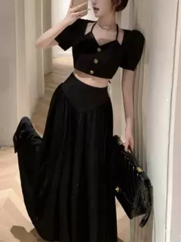 Женский осенний костюм с юбкой с завышенной талией