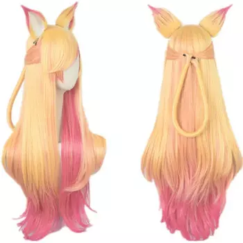 Женский парик для косплея Gumiho Star Guardian, золотисто-розовый, разные цвета, волнистые длинные термостойкие волосы с эффектом омбре, парик, шапочка