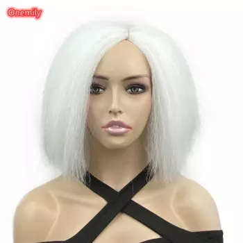 Женский парик для косплея Onemily Yaki, прямые короткие пушистые белые парики для костюмированной вечеринки на Хэллоуин