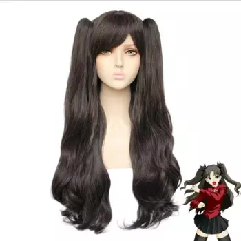 Женский парик для косплея Tohsaka Rin, длинные волнистые волосы черного цвета, для рождества, Хэллоуина, костюма