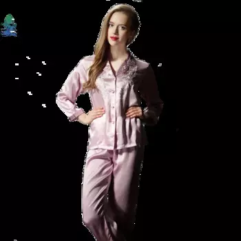 Женский пижамный комплект из 100% чистого шелка, Женская Изысканная Пижама с вышивкой, Размеры M, L, XL, XXL