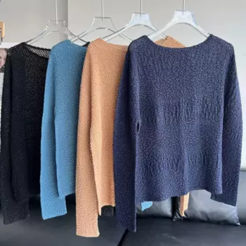 Женский плиссированный топ миаке с круглым вырезом и длинным рукавом, однотонная простая тонкая футболка