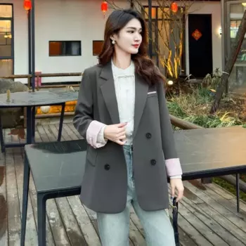 Женский Повседневный блейзер в китайском стиле, новинка весны-осени 2024, двубортная верхняя одежда, корейский свободный костюм с длинным рукавом, пальто