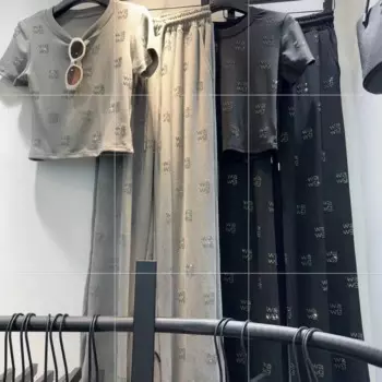 Женский Повседневный комплект, футболка с длинным рукавом и брюки с высокой талией и широкими штанинами