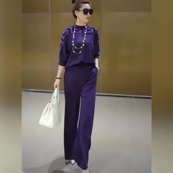 Женский Повседневный комплект из двух предметов, модный костюм из конопли с широкими штанинами, Новинка осени 2022, женский свободный вязаный костюм из вискозы