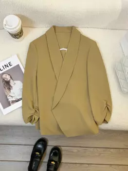 Женский Повседневный однотонный Свободный кардиган, куртка на весну и осень