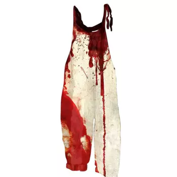 Женский повседневный свободный винтажный хлопковый льняной комбинезон с графикой на Хэллоуин и принтом, летний регулируемый комбинезон с принтом тай-дай