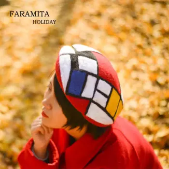 Женский праздничный берет Faramita Mondrian с геометрическим рисунком, красочный берет ручной работы, оригинальное украшение рок, шапка для девушек