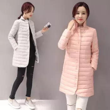 Женский пуховик из хлопка My New In, Повседневный, Сверхлегкий, зимний, длинный, верхняя одежда