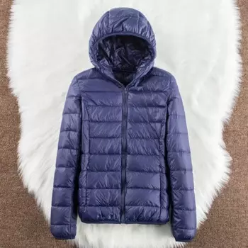 Женский пуховик с капюшоном, с защитой от ветра