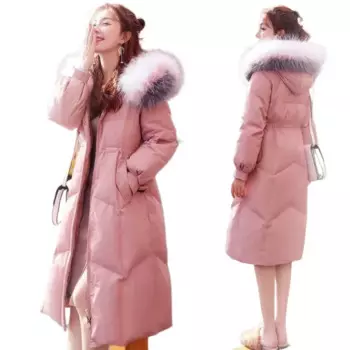 Женский пуховик средней длины, зимний длинный пуховик средней длины с воротником из 2024 утиного пуха