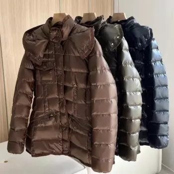 Женский пуховик, зимняя новая верхняя одежда, глянцевый Повседневный Простой Модный пуховик, плотный теплый приталенный короткий пуховик с капюшоном