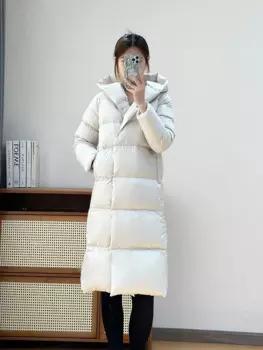 Женский пуховик, зимняя новая верхняя одежда, простая элегантная модная Высококачественная ветрозащитная утепленная теплая длинная куртка Parker