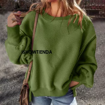 Женский пуловер, мягкий базовый свитер, женский плюшевый осенне-зимний плюшевый повседневный пуловер, однотонные вязаные топы, толстый джемпер из ткани Femme