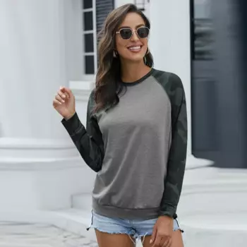 Женский пуловер с длинным рукавом и круглым вырезом