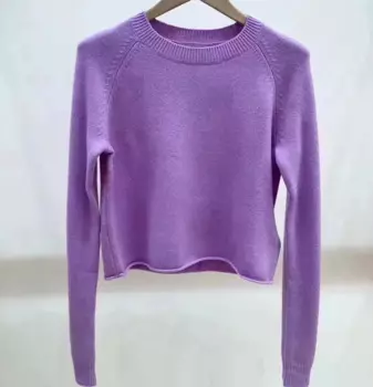 Женский пуловер с круглым вырезом, с длинным рукавом