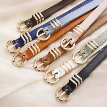 Женский ремень из искусственной кожи с круглой пряжкой