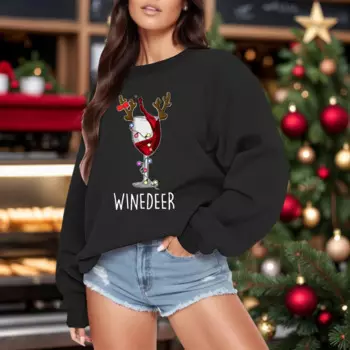 Женский Рождественский пуловер с круглым вырезом, с принтом