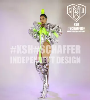 Женский серебристый костюм для ночного клуба gogo, пушистый костюм для выступления