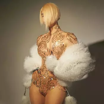 Женский сексуальный высокоэластичный облегающий костюм, золотого цвета, Женский танцевальный костюм для выступлений