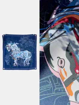 Женский шелковый шарф «Синяя лошадь», 90 см