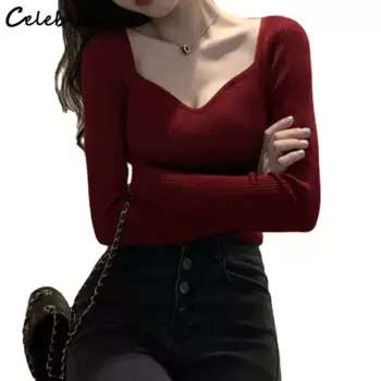 Женский шерстяной пуловер с V-образным вырезом и длинным рукавом