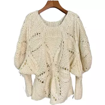 Женский Шерстяной Свитер оверсайз с рукавами-фонариками