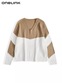 Женский шерстяной свитер с V-образным вырезом, на осень/зиму