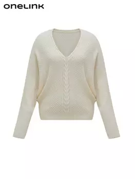 Женский шерстяной свитер с V-образным вырезом, на осень/зиму