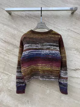 Женский шерстяной вязаный пуловер с круглым вырезом и длинным рукавом