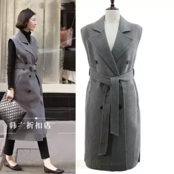 Женский шерстяной жилет без рукавов, Длинный жилет, тонкая куртка, женская верхняя одежда, осенняя Зимняя мода