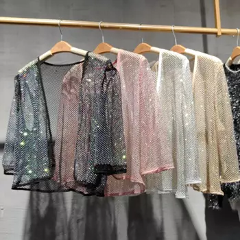 Женский шикарный кардиган с V-образным вырезом и коротким рукавом