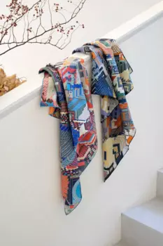 Женский шёлковый шарф-платок, 90x90 см