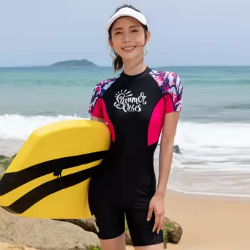 Женский слитный купальник с коротким рукавом, размеры до 5XL