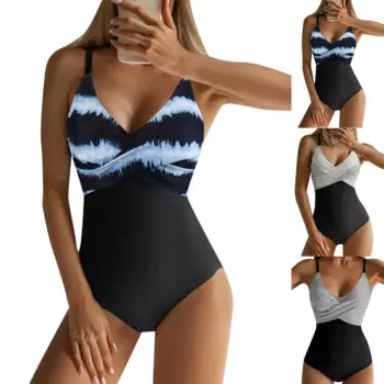 Женский слитный купальник с принтом, сексуальный купальник с открытой спиной и V-образным вырезом, летняя пляжная одежда, облегающий купальный костюм, пляжная одежда, Размеры S ~ Xxl, 2024