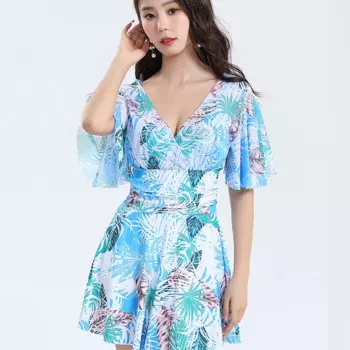 Женский слитный купальник с V-образным вырезом и эффектом пуш-ап